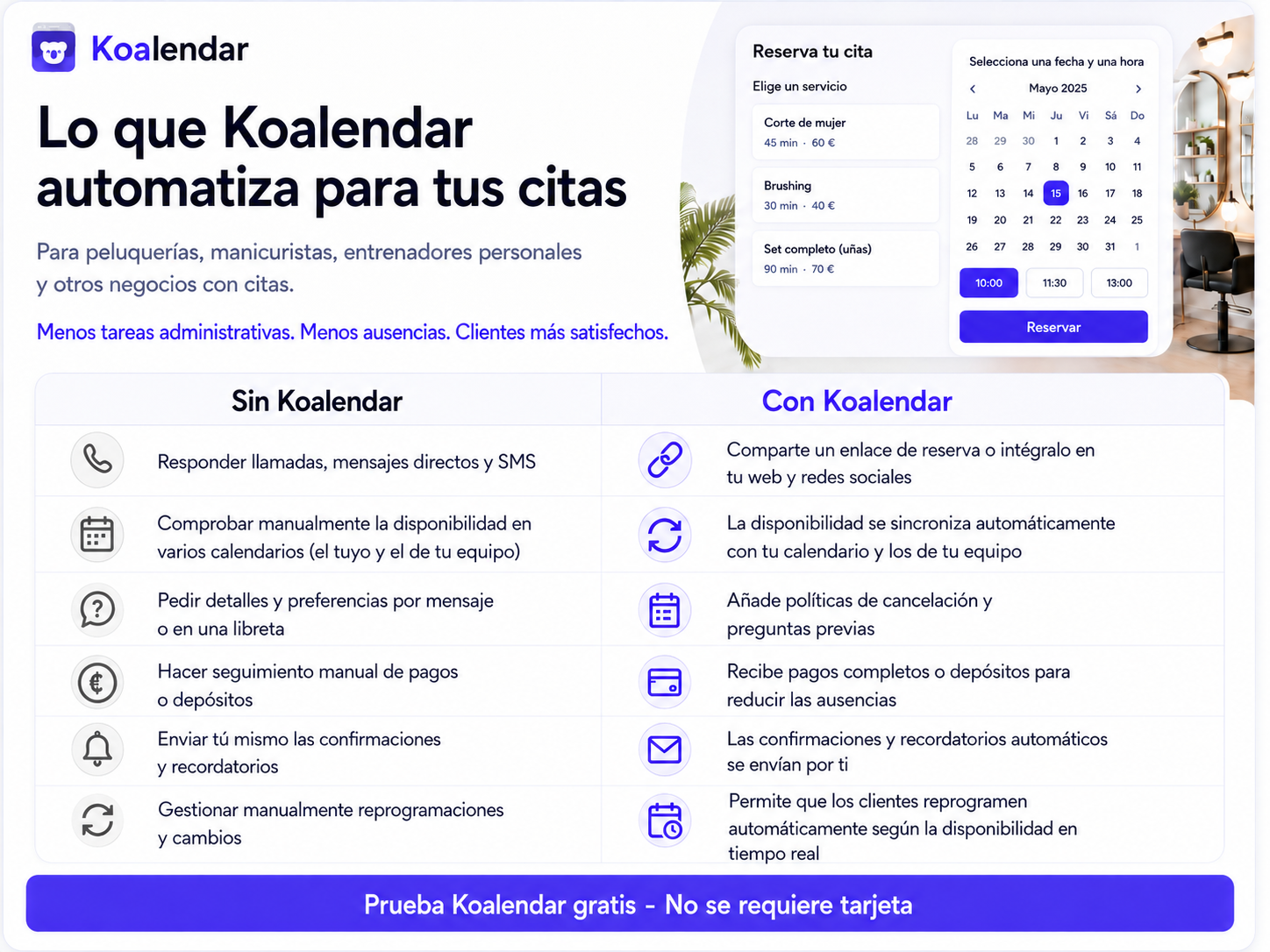 Koalendar para salones de belleza